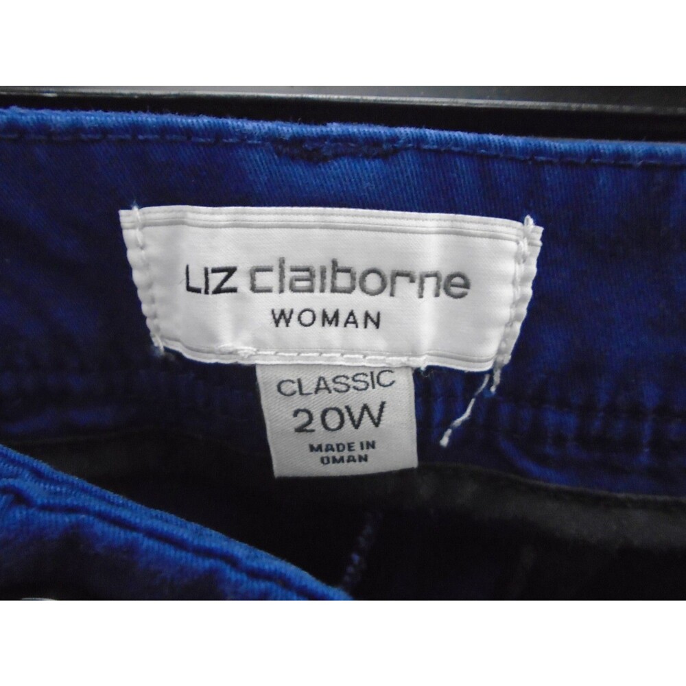 Liz Claiborne Women's Straight Pants Blue Plus Size 20W (46x27) Cotton Blend - Picture 3 of 9